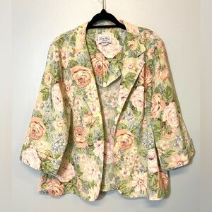 Berg Ray Frocks Blazer Large/XL Green Pink Cottagecore Union Made Bloom‎ Grandma